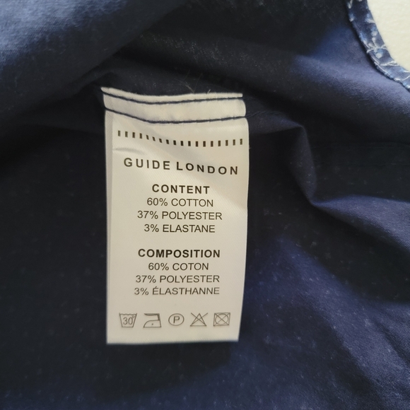 Guide London Premium Range Men's Blue Button Patterned Shirt - Picture 8 of 8